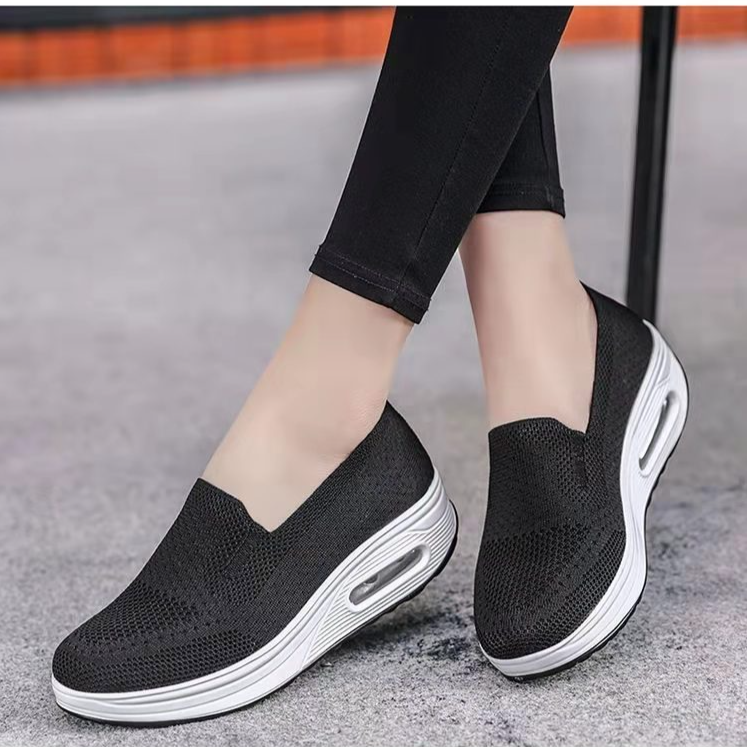 Mocassini con plateau - Slip-on con cuscino d'aria (lana leggera) - Sneakers alla moda da donna per camminare e ballare_voghion.com