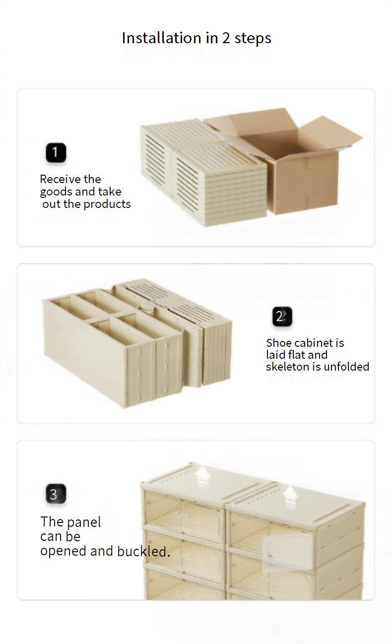Zweireihiger, faltbarer Schuhschrank – kein Zusammenbau erforderlich, durchsichtiger, stapelbarer Sneaker-Organizer (mehrschichtige, staubdichte Vitrine für die Schuhsammlung)_voghion.com