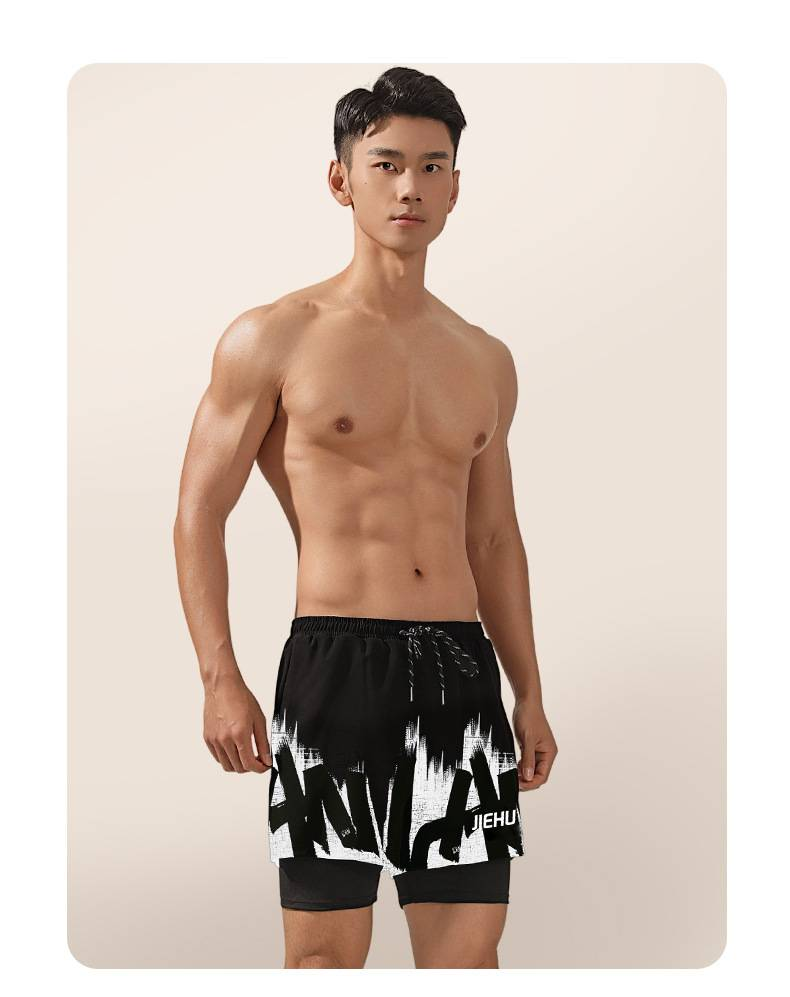 Doppellagige, lockere und schnelltrocknende Badehose und Shorts für Herren, große, flache Strandhose für Herren_voghion.com