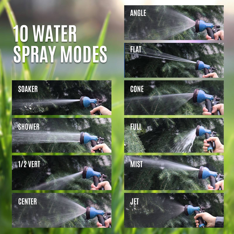 X-COTEC Ausziehbarer Gartenschlauch, 15 m, 50 Fuß flexibler Wasserschlauch, mit 10-Funktions-Sprühdüse, für Garten, Rasen, Haustier- und Autowäsche_voghion.com