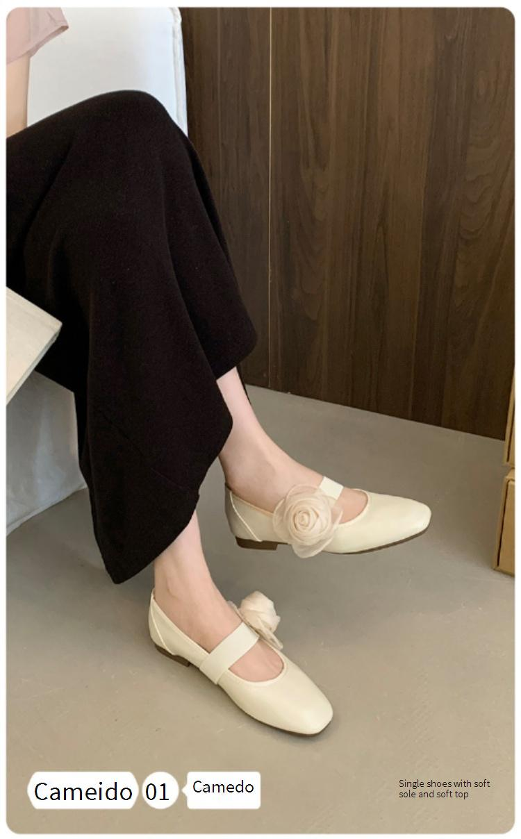 Cameido Zarte Ballett-Mary-Jane-Schuhe im Feenstil mit abnehmbaren Blumen, flache Zweiwege-Einzelschuhe für den Herbst 2025_voghion.com
