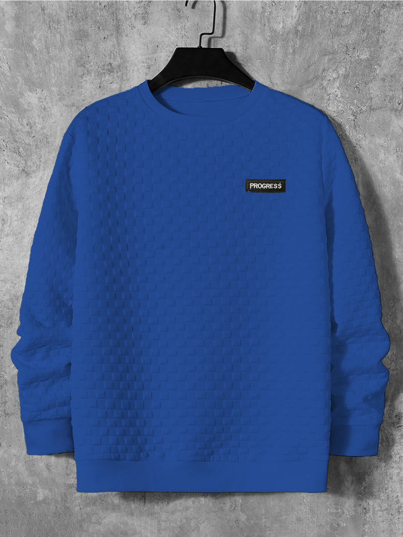 Felpa girocollo casual da uomo in maglia a nido d'ape - Traspirante e confortevole con stile strutturato_voghion.com