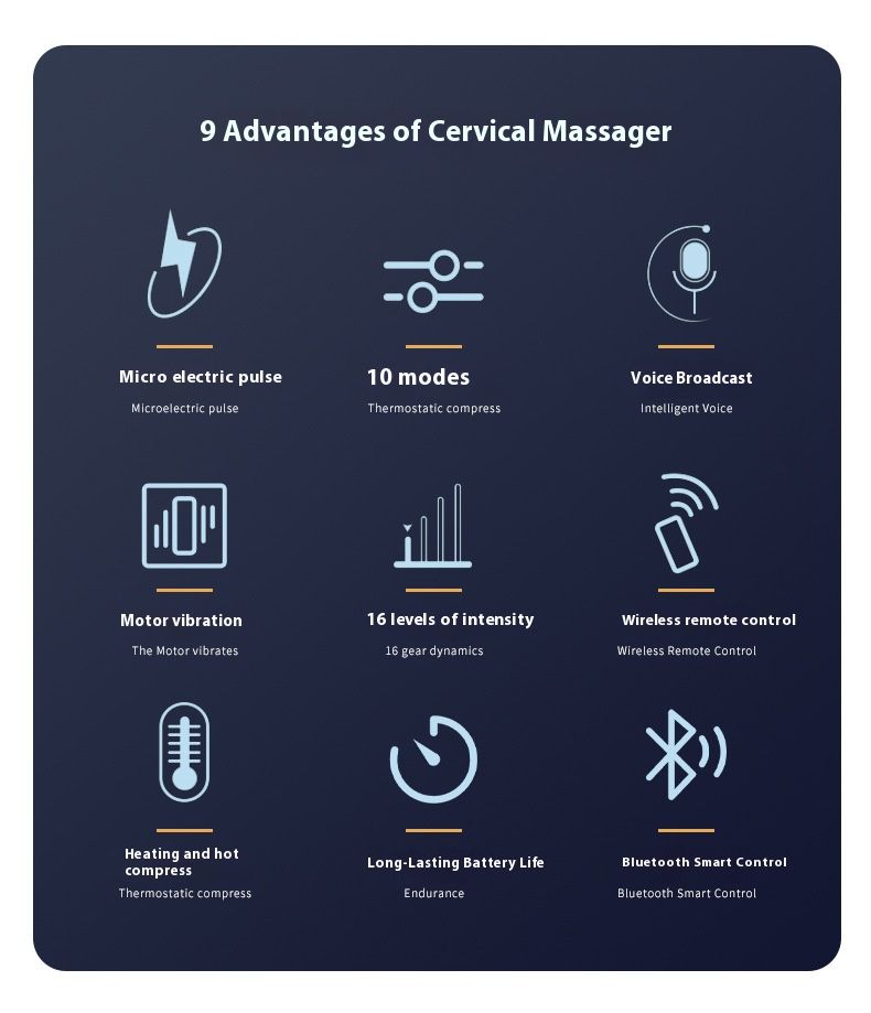 Neck Massager With Bluetooth & Heat Therapy - 4 EMS Nodes, 5 Massage Modes, USB Rechargeable, Adjustable Intensity_voghion.com