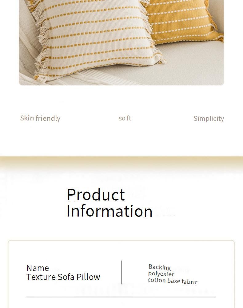 Fodera per cuscino con nappa bohémien - Cuscino decorativo a righe in cotone per divano, letto, auto (30x50 cm/45x45 cm, senza imbottitura)_voghion.com