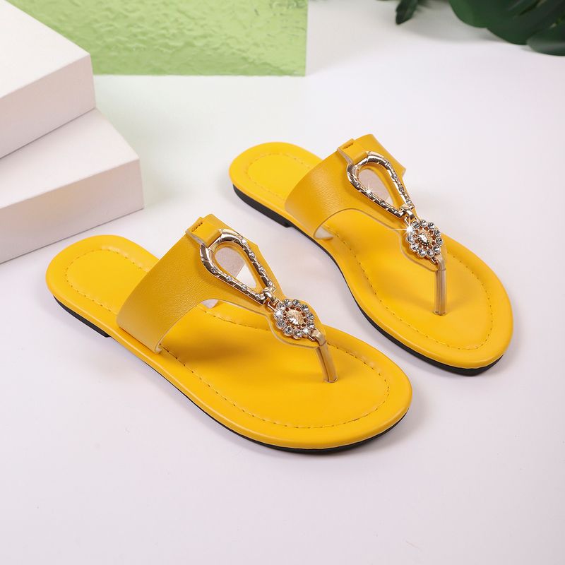 Ladies Shiny Casual Slippers, Convenient Metal Design Can Be Worn In Spring And Summer, Versatile, Suitable For Everyday Wear, Beach Wear._voghion.com