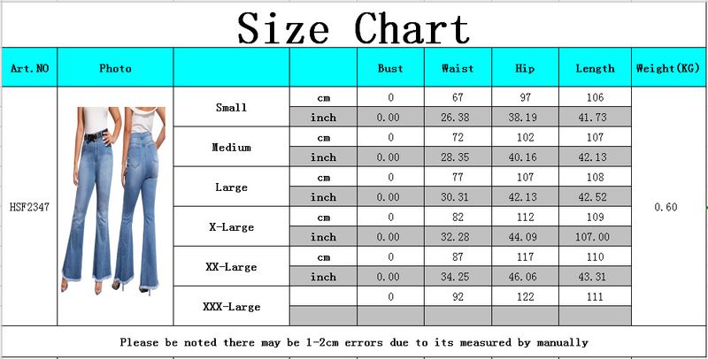 Women's clothing HSF2347 fashion versatile wide-leg washed stretch denim bell-bottom pants_voghion.com