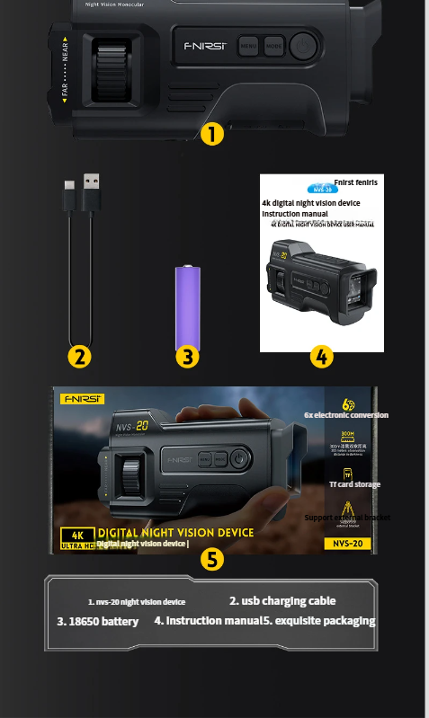 FNIRSI NVS-20 4K Full-Color HD Infrared Device Portable Outdoor Night Vision Optical Imager_voghion.com