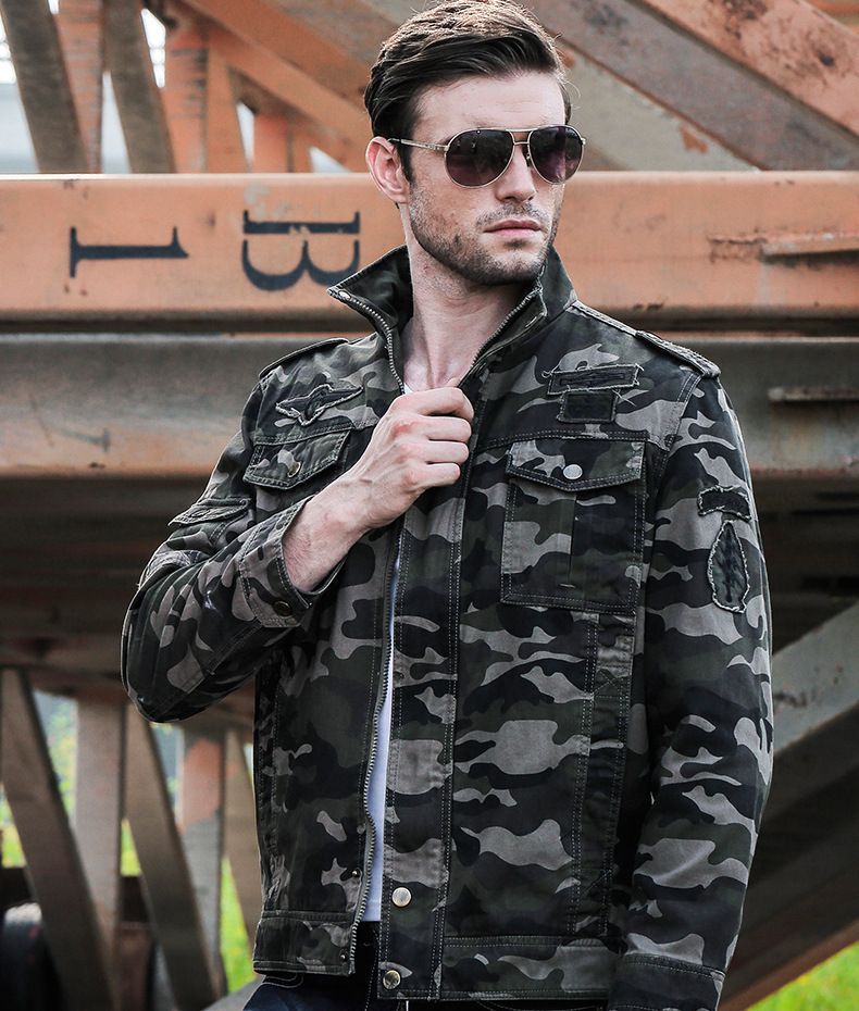 Karinė amerikietiška laisvalaikio rudens kamufliažinė marginta darbo striukė vyriški drabužiai_voghion.com