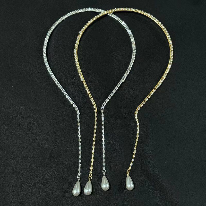 Hängendes Stirnband mit Quastenanhänger für Damen, schlichtes, temperamentvolles Strass-Perlen-Stirnband, modischer und vielseitiger Kopfschmuck_voghion.com