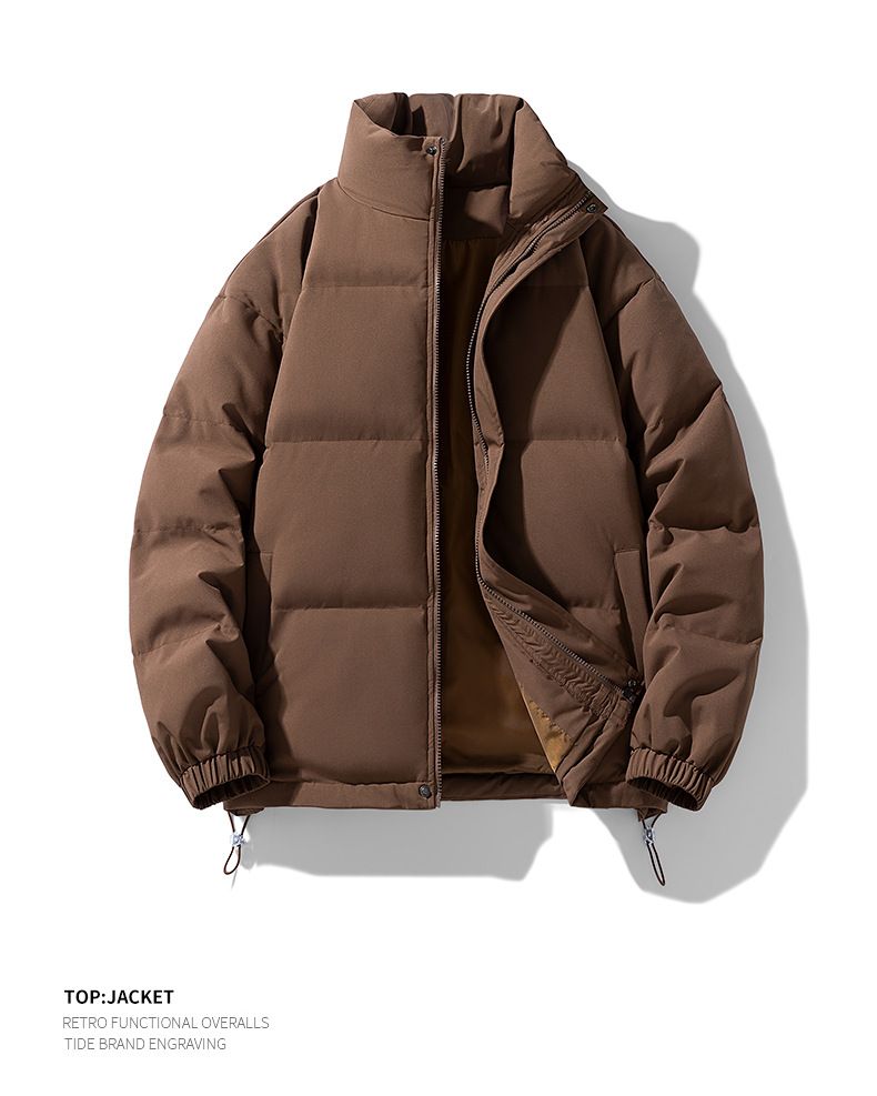 Giacca imbottita in cotone con collo alto tinta unita per uomo e donna 2025, nuova giacca invernale ispessita, calda e alla moda, casual, da coppia_voghion.com