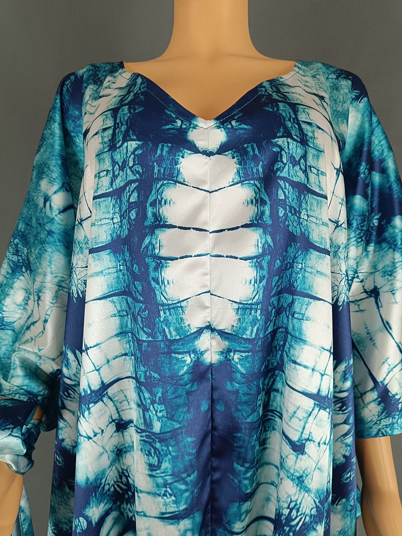 Vêtements pour femmes style ethnique africain moyen-orient rétro longue burqa imprimé grande robe trapèze avec foulard 8903_voghion.com