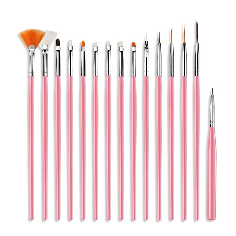 Juego de 15 pinceles para manicura, diseño de pintura y punteado, acrílicos para decoración de uñas. Un juego de pinceles._voghion.com