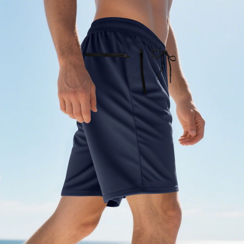 Sommer im amerikanischen Stil Neue Herren Casual Sports Buttoned Beach Solid Color Shorts_voghion.com
