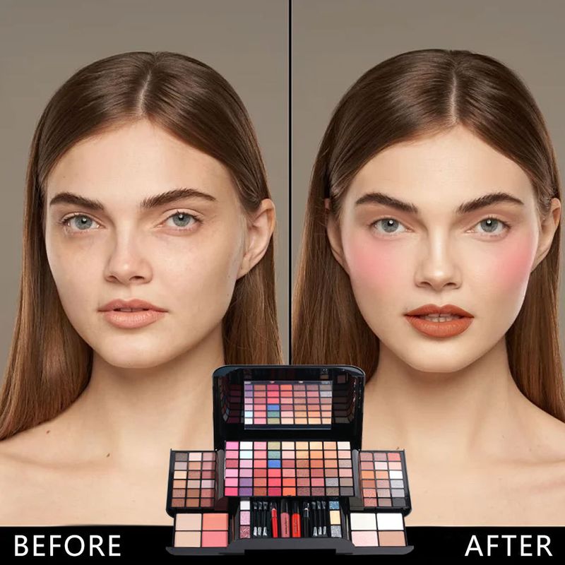 Perlglanz-Lidschattenpalette, Gesichtskonturierung, mattes Rouge, Textmarker, Aufhellung, multifunktionale Make-up-Box_voghion.com