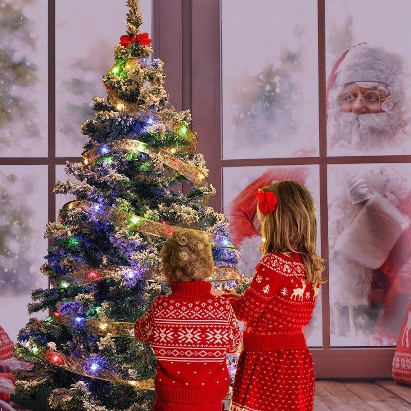 Luci a nastro natalizie a forma di stringa a led luci creative in raso luci a nastro natalizie luci decorative per albero di Natale layout atmosfera natalizia_voghion.com