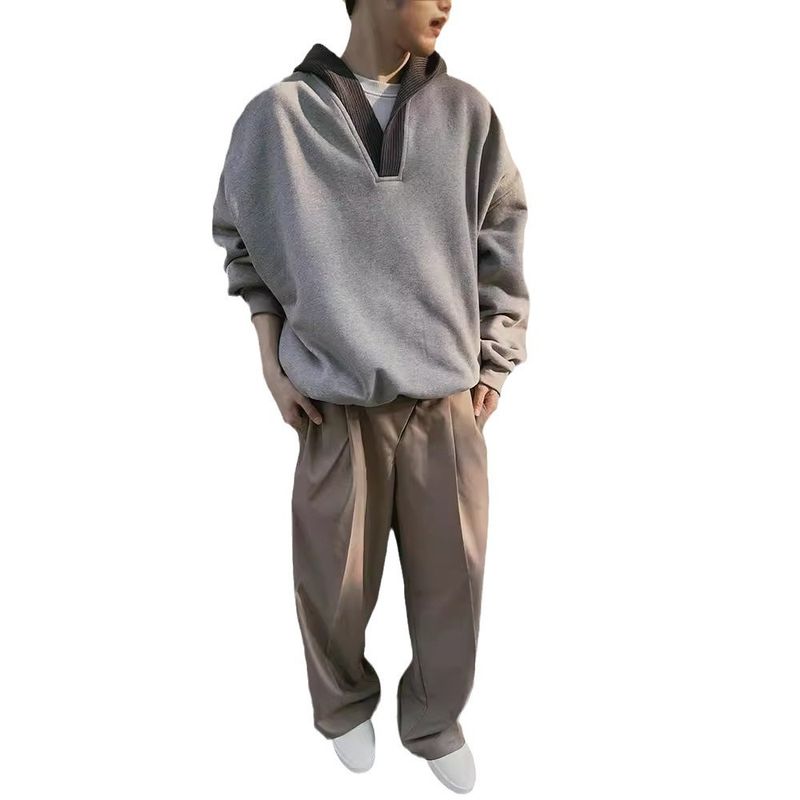Novi muški hoodie s kapuljačom za jesen i zimu, dizajn s pređom za spajanje, nišna ležerna jakna_voghion.com