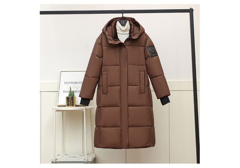 Piumino lungo con cappuccio da donna - Cappotto invernale oversize con fodera in pile, caldo capospalla trapuntato per donne e coppie_voghion.com