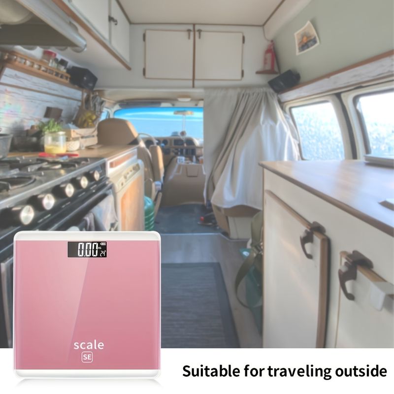 UNICHERRY Bilancia digitale per il peso corporeo con display LCD, capacità di carico di 180 kg/396,8 libbre, design moderno elegante bianco rosa, precisione_voghion.com