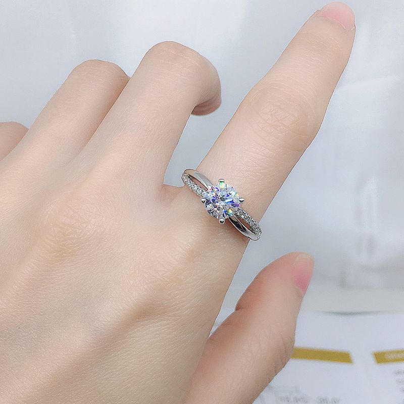 S Pure Silver Liu Shishi Same Four Claw Cross Ring, One Carat Mosang Stone Simulated Diamond Hearts And Eight Arrows_voghion.com