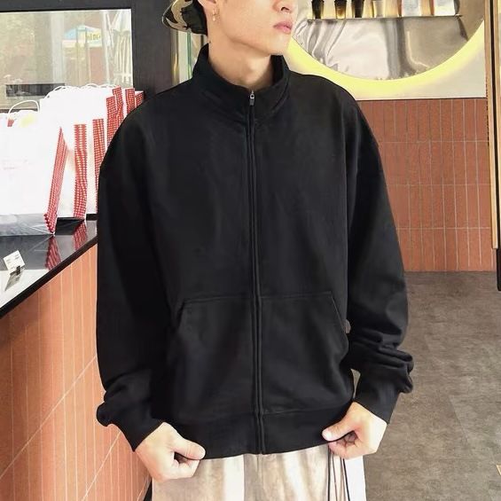 Herrenbekleidung Unisex Casual Kapuzenpullover - Kurzärmlige Reißverschlussjacke mit entspannter Passform in Unifarben (Grau, Schwarz, Beige) für Männer und Frauen_voghion.com