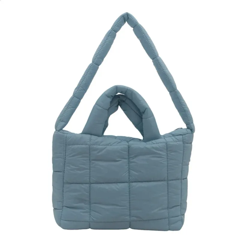 Women Puffer Tote Handbag Large Capacity Casual Padded Solid Color Quilted Top Handle Ladies Commute Bag 240820_voghion.com
