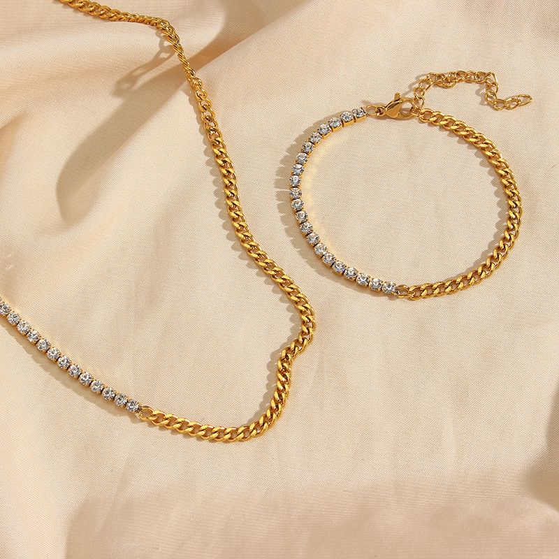 ins mode temperament lätt lyx mångsidig nyckelbenskedja skarvning tunn kubansk kedja zirkon armband halsband_voghion.com