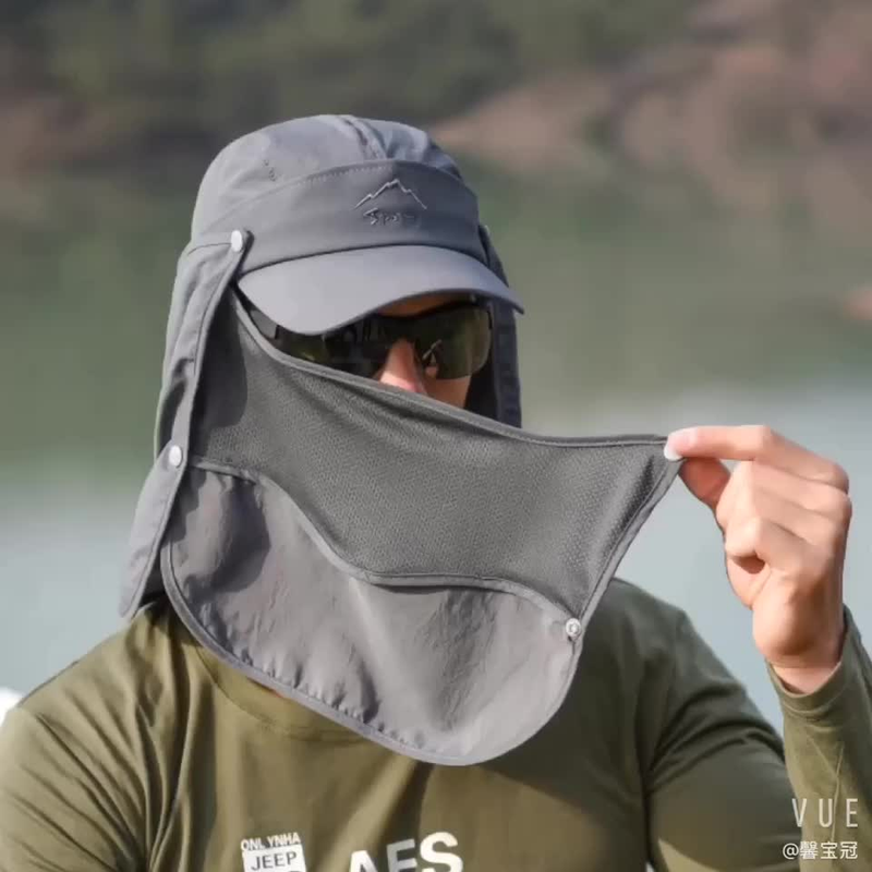 Trendy men's and women's sun hats Outdoor quick-drying sunscreen hats Fishing breathable sun hats face mask hats_voghion.com