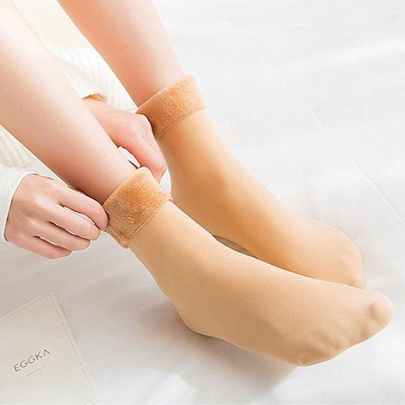 CRAZYLIFE 4Pcs One Size Thermal Socks Solid Color Plush Thickening Socks Autumn Winter Soft and Comfortable Warm Socks Christmas Valentine’s Day gifts_voghion.com