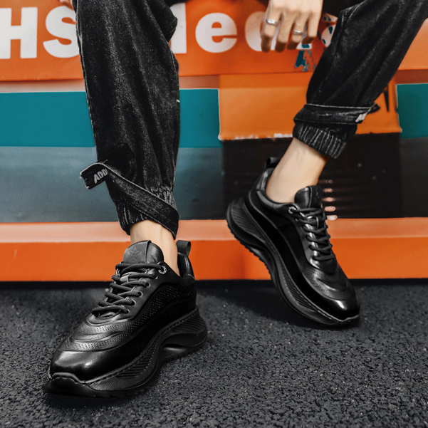2024 autumn and winter men's plus size leather sports and leisure shoes Korean version height increasing dad trendy shoes_voghion.com