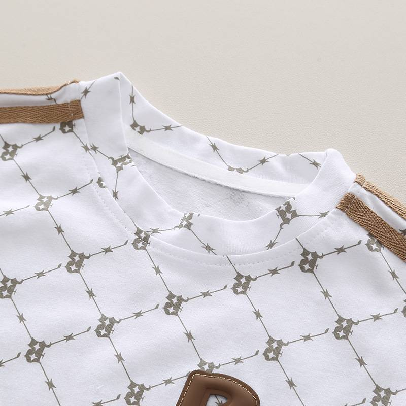 Kinderkleidung Jungen Sommer Kurzarm Zweiteiler Hübscher Sommeranzug Dünner Modischer Anzug_voghion.com