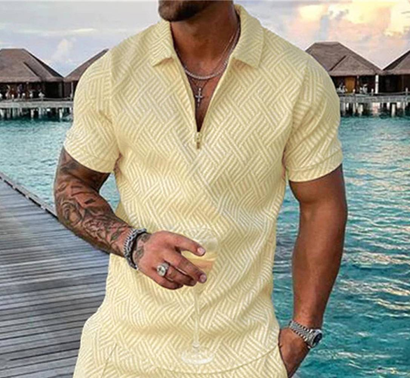 Neues Sommer-T-Shirt für Herren mit lässigem Revers, gewöhnliches, lässiges, einfarbiges 3D-gedrucktes Sommer-T-Shirt_voghion.com
