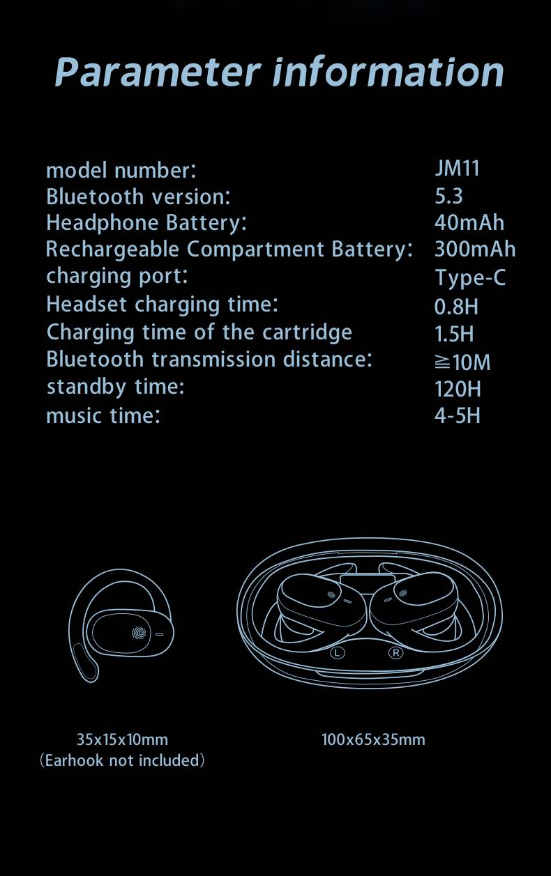 Ergonomisches, um 130° schwenkbares Bluetooth-Headset mit 300-mAh-Akku, Schnellverbindung, LED-Anzeige, direktionalem Sound, Touch-Steuerung, Bluetooth 5.3_voghion.com