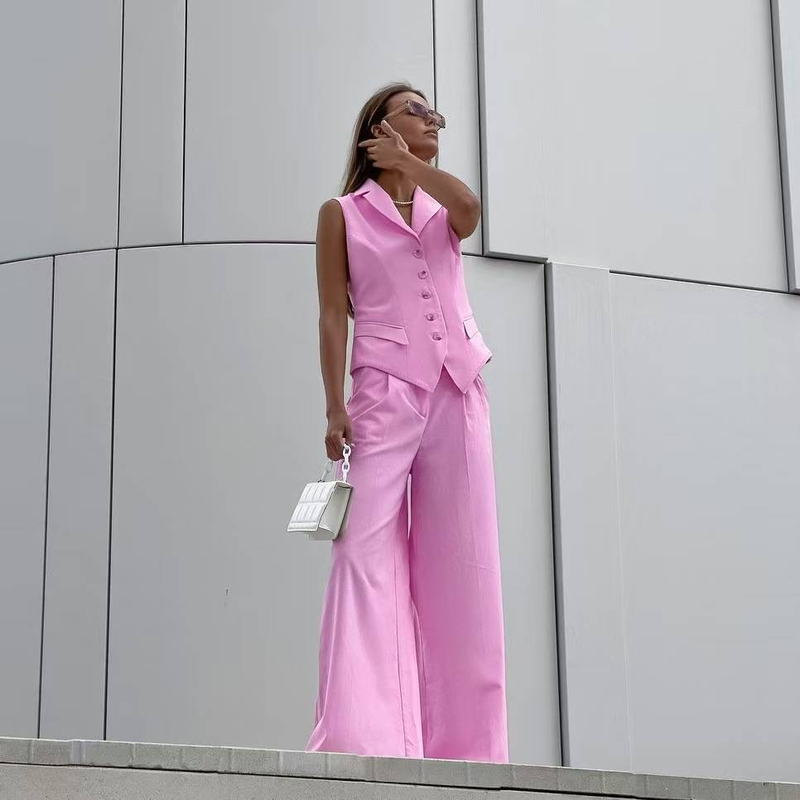 Gilet casual alla moda, pantaloni, abito in cotone e lino, abbigliamento da donna_voghion.com