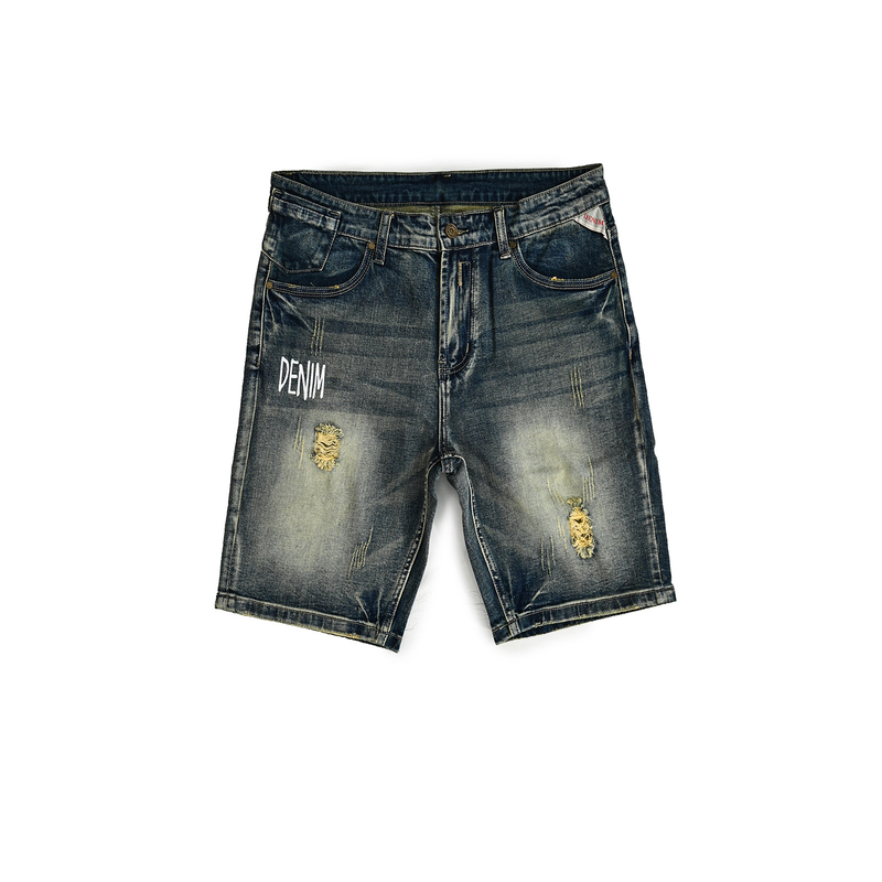 Vintage Men's Stretch Denim Shorts - Retro Washed Cotton Mid-Length Casual Summer Shorts With Comfort Fit & Classic Design_voghion.com