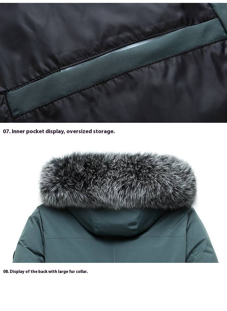 Men's Winter Hooded Down Jacket, Thickened Long Coat With Fur Trim, Warm Lightweight Puffer Coat For Cold Weather, Fashionable Urban Style_voghion.com