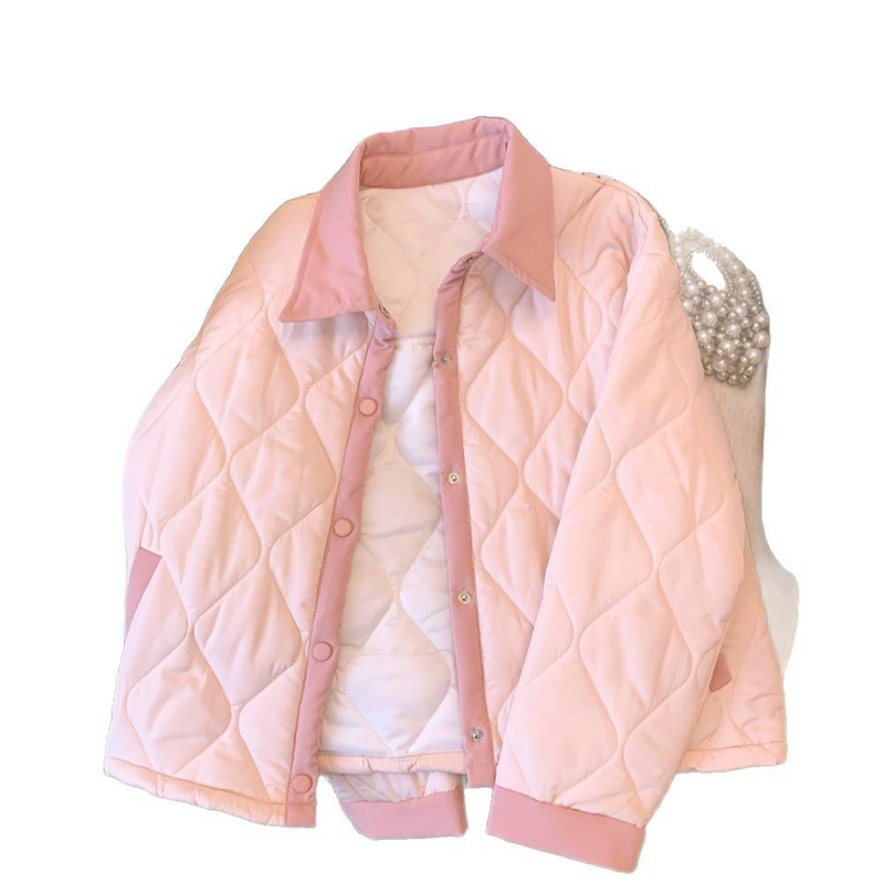 Quilted Jacket – Sweet & Youthful Puffer Coat With Faux Fur Collar, Pastel Color Blocking For Casual & Cute Winter Looks_voghion.com