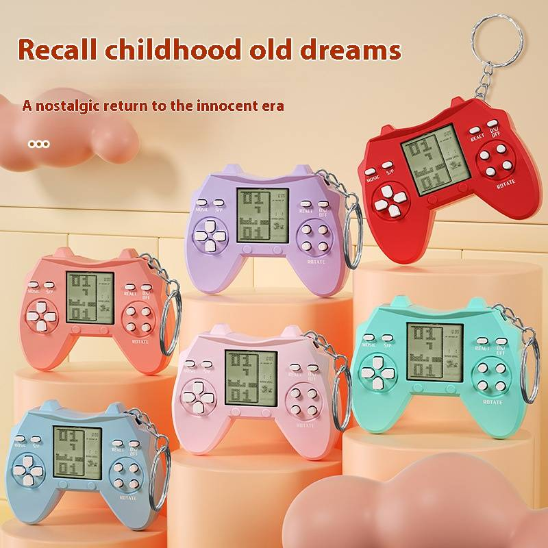 Retro Mini Tetris sleutelhanger spelconsole - draagbaar handheld spelapparaat met klassiek puzzelspel, cadeau voor kinderen en volwassenen_voghion.com