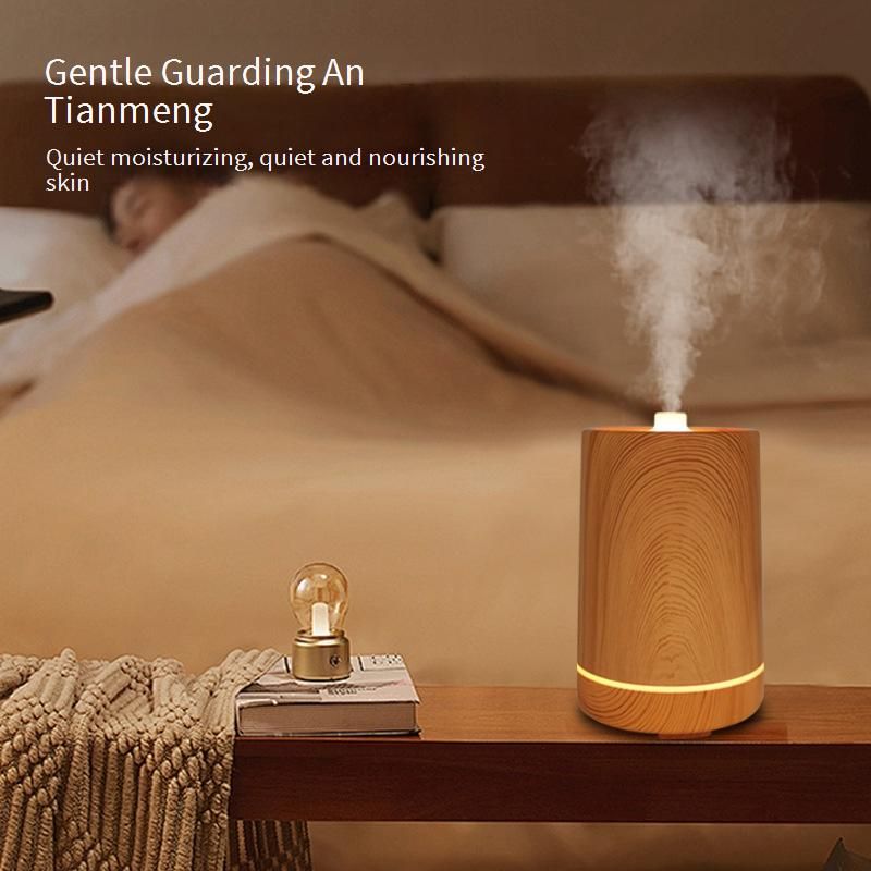 Ultraschall-Luftbefeuchter mit Holzmaserung, Aromatherapie-Diffusor, Nachtlicht und großem Nebelausstoß für Zuhause, Büro, Schreibtisch – Weiß_voghion.com