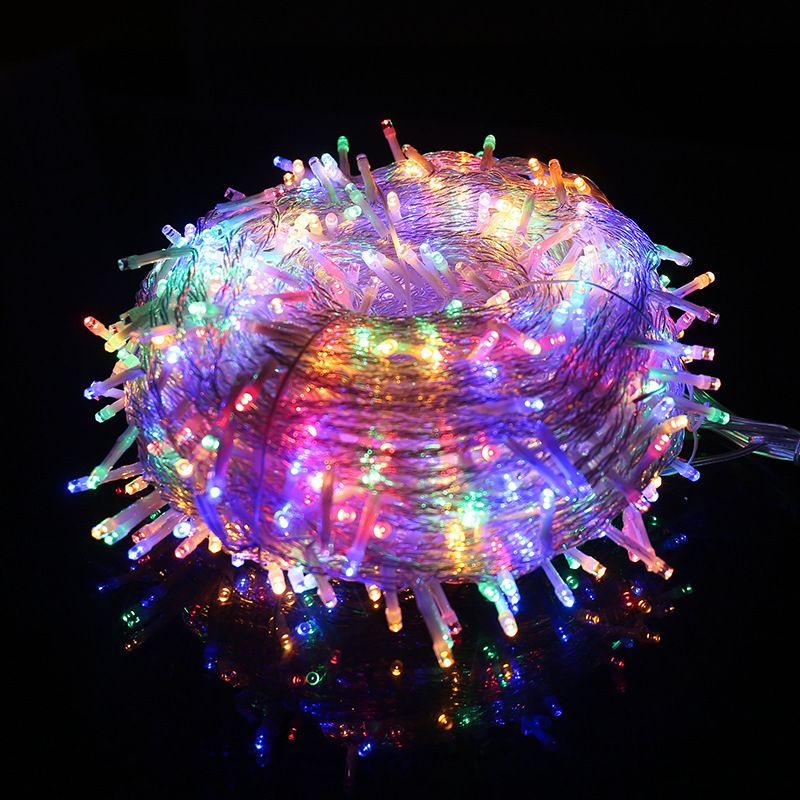 Catena di luci natalizie a LED per esterni impermeabili, 10 m, 100 LED, lucine con connettore terminale, bianco caldo/bianco freddo/multicolore_voghion.com