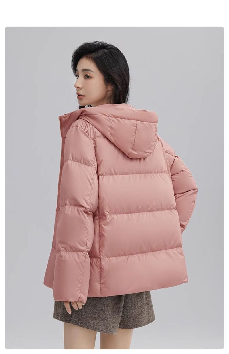 Trendy Cropped Puffer Jacket For Women – 86-90% White Duck Down, Oversized Hooded Design – Lightweight & Warm – M/XL/XXL_voghion.com