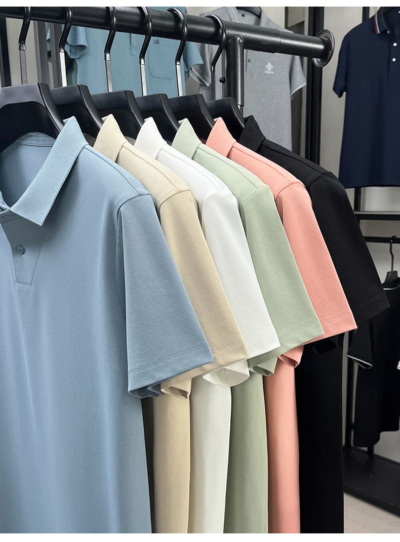 out-of App Popular Solid Color Clean Version Short-sleeved Polo Shirt T-shirt Men's Summer New Lapel Casual Loose Top Men's T_voghion.com