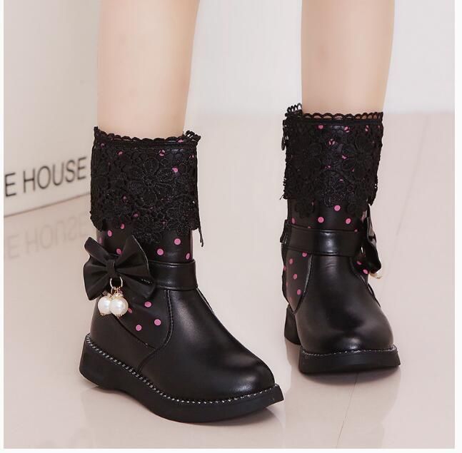 Scarpe invernali da bambina, stile coreano, con lacci, in cotone spesso, per bambini, modello Snow 18, stivali da studente_voghion.com