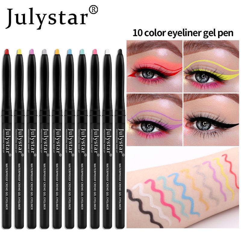 Penna gel colorata Julystar molto sottile, eyeliner resistente, impermeabile, resistente all'olio, che non sbava_voghion.com