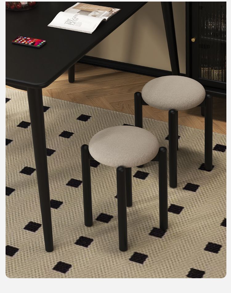Solid Makeup Soft Rubber Wood Low Round Home Dining Dressing High Living Room Stackable Stool_voghion.com