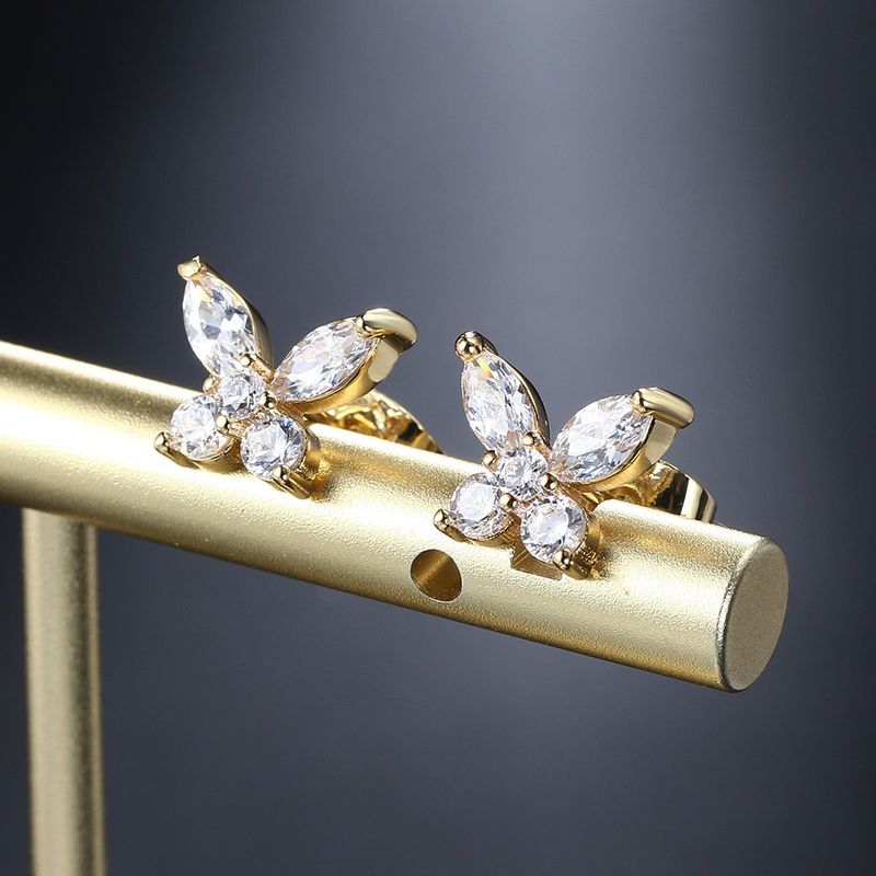 Orecchini unisex a farfalla con zirconi per donna, orecchini piercing versatili, orecchini alla moda e di grande vendita_voghion.com