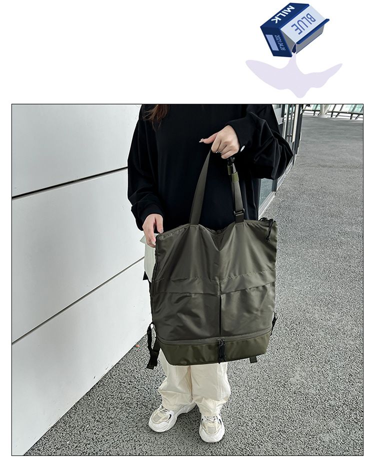 Zaino per uomini e donne Borse da trasporto per pendolari Borsa a spalla singola tinta unita Zaino in nylon antispruzzo di grande capacità Alla moda_voghion.com