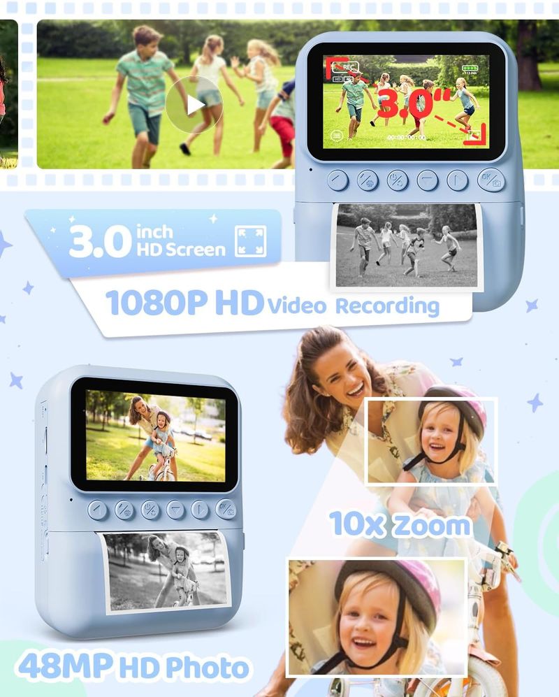 TIATUA Kids Camera Instant Print, 3.0' HD Screen 48MP Instant Camera For Kids &_voghion.com