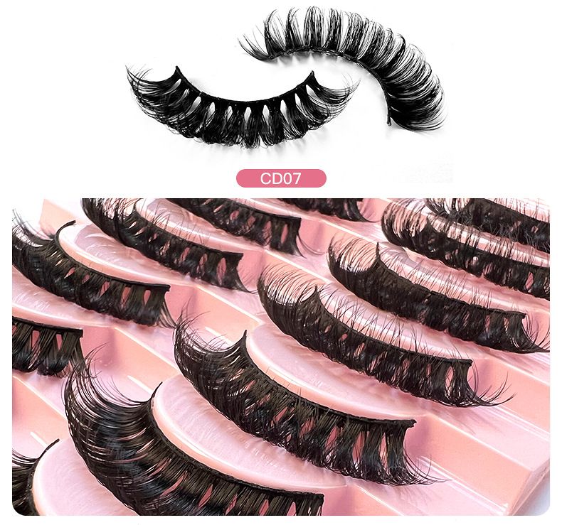 Künstliche Wimpern 10 Paar große Rolle Naturfaser Curl Wimpern dick natürlich_voghion.com