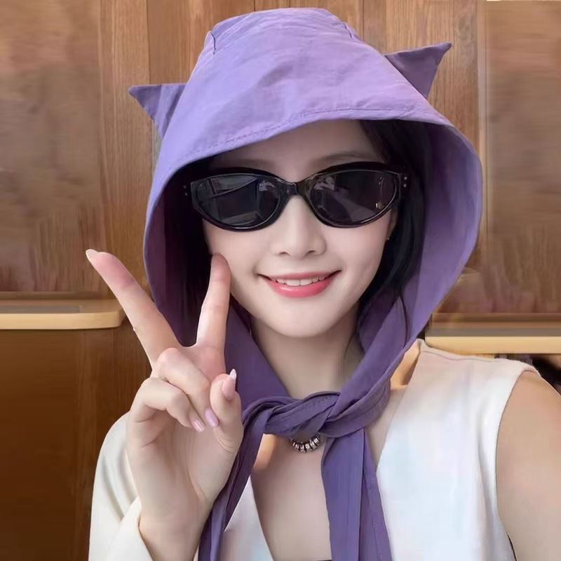 Maglione con protezione solare ad asciugatura rapida, cappello da sole da donna, sottile fascia per la protezione delle orecchie, orecchie di gatto_voghion.com