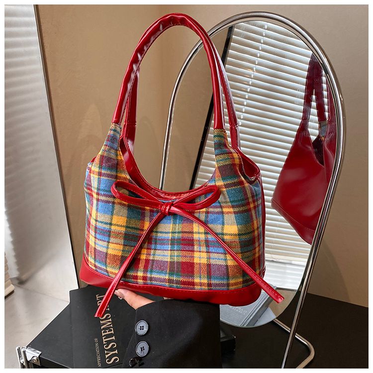 Borsa a tracolla grande ed elegante con tracolla staccabile, borsa a mano spaziosa per lavoro e viaggio, con motivo a quadri a blocchi di colore, per donna_voghion.com